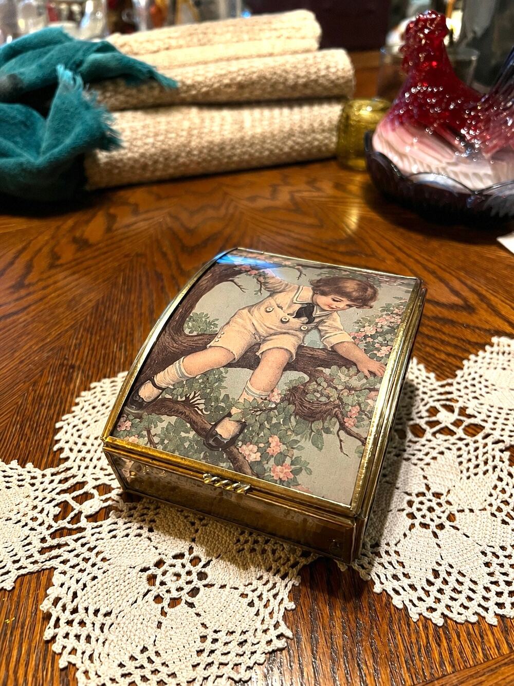 Vintage Brass and Glass Lidded Box